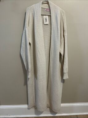 NEW Discount Divas Luxe Longline Cardigan Sweater Cream Large